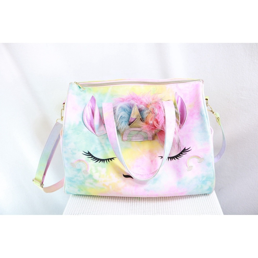 Under One Sky Unicorn Duffel Bag Girls Pastel Tie Dye Rainbow Travel Bag